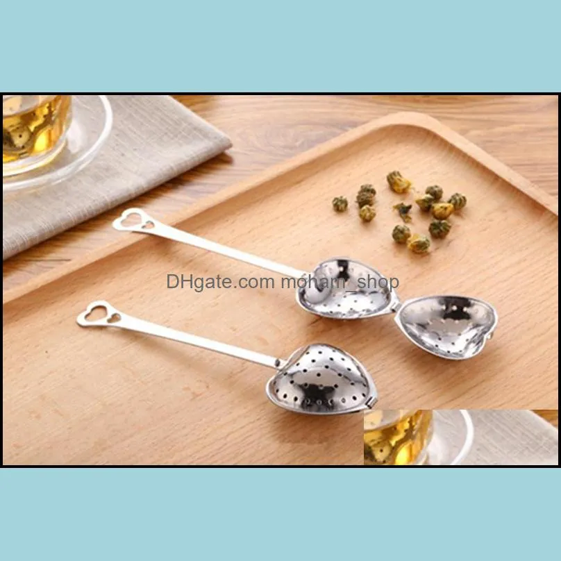 stainless steel tea infuser heart shaped tea strainer spoon filter long grip tea infuser spoon party favor