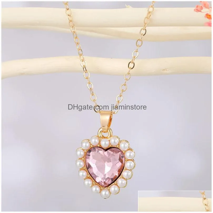 fashion jewelry faux pearl heart pendant necklace choker necklaces