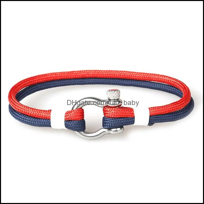 fashion buckles survival bracelet navy style braided rope stainless steel charm paracord bracelet for men women jewelry gifts