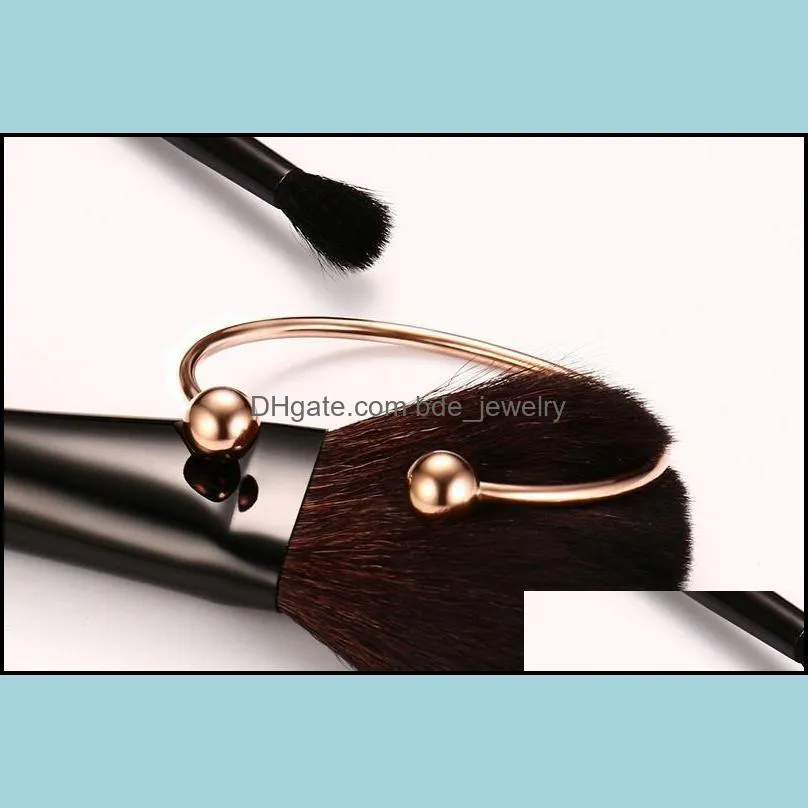  fashion 3mm signature open size bangle bracelet for women gold rose gold stainless steel cuff bracelet charm valentines day jewelry