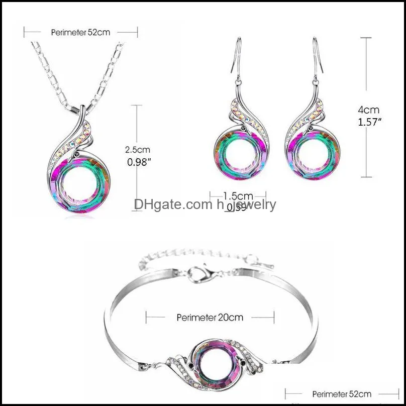 nirvana phoenix earrings rainbow crystal peacock zircon drop earring bracelet necklace jewelry