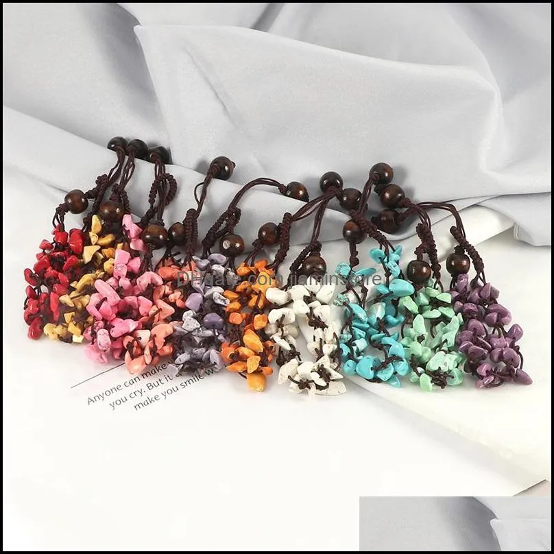 natural stone beads bracelets handmade gravel strand bracelet women turquoises reiki healing bangles anklets jewelry adjustable c3