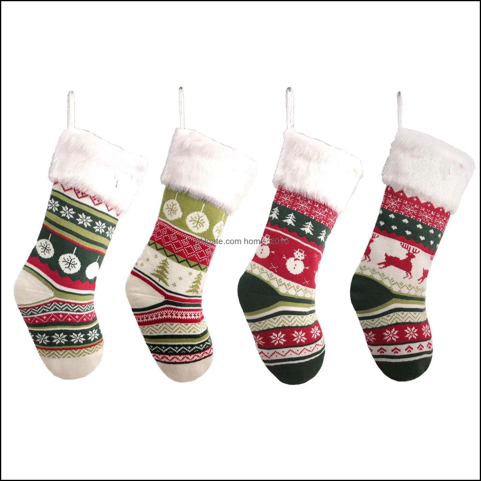 christmas stocking xmas tree hanging decoration ornaments fireplace knitted socks candy gift bag festival decorations yfax3077