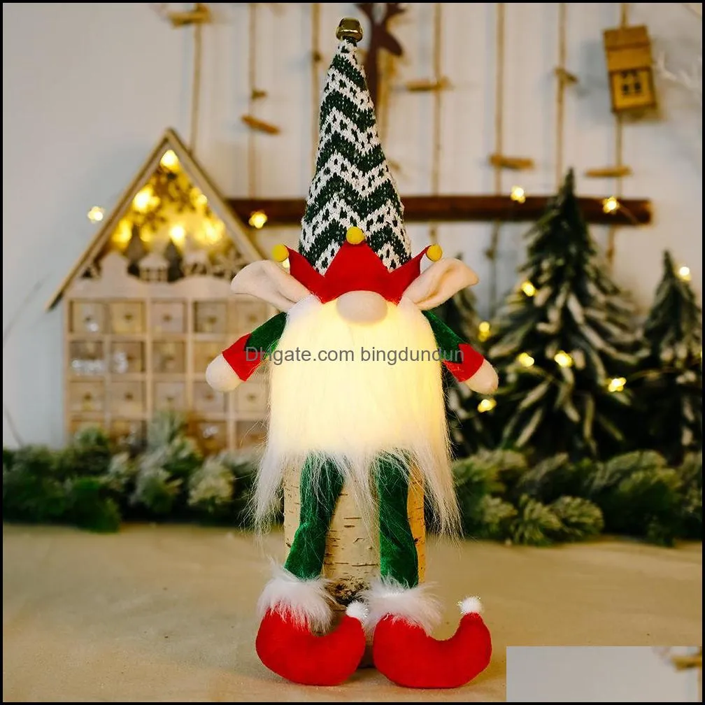 christmas gnome lights with bell plush tomte ornament santa scandinavian figurine xmas doll decoration home party gifts pab12034