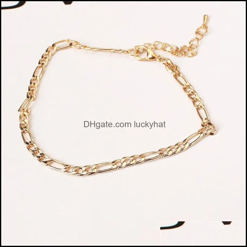 european and american foreign trade jewelry fashion simple and versatile metal chain ladies anklet c3