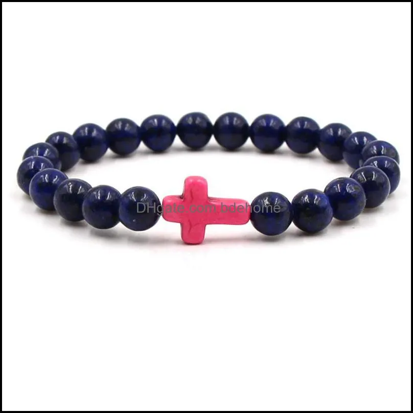 cross bracelets yoga chakra beads charms meditation energy bangle lapis lazuli natural stone bracelet bdehome