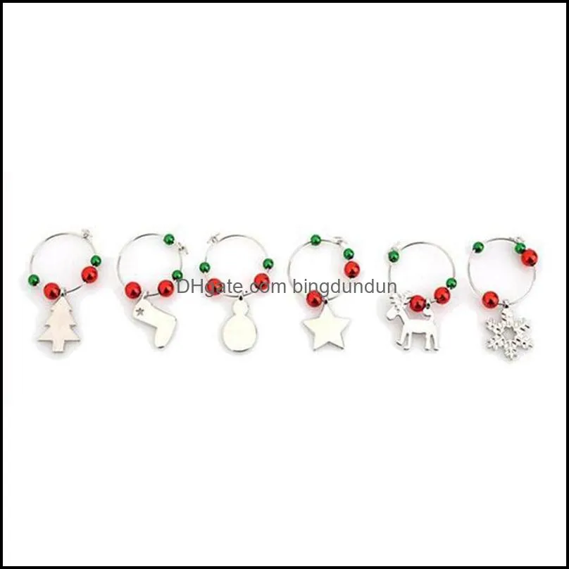 christmas decoration wine glass ring happy new year metal cartoon santa claus snowman moose party bar table decorations paf11658