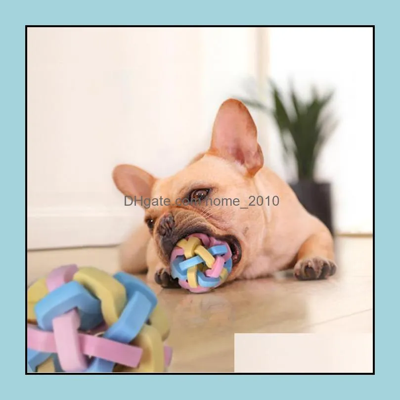 dog elastic chew ball knit contrast color grind teeth ball toothbrush chews toy balls training pet product yhm2381