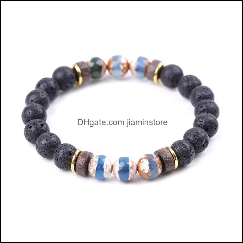 energy buddha vintage dzi stone bracelet handmade 8mm lava beads bracelets summer men women jewelry gift c3