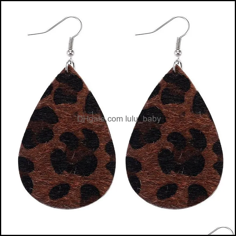 leaf leather earrings leopard water drop earring waterdrop dangle earrings for elegant girls women europe africa boho cute female