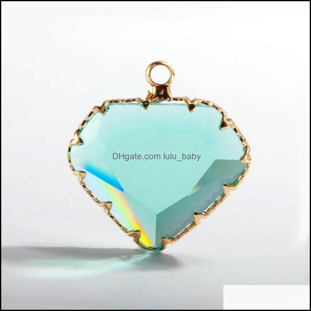 fashion crystal pendant charm floating colorful water drop heart shape pendants for necklace crafts diy jewelry making findings