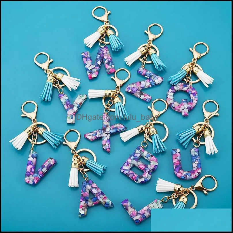 letters az keychains with tassel pendant 26 alphabet key ring jewelry charm capital english keyring holder gifts p326fa