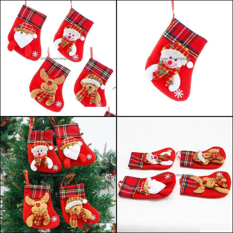 christmas stockings red santa sock bag christmasgift candybag christmastree decoration home natal navida socks paf11634