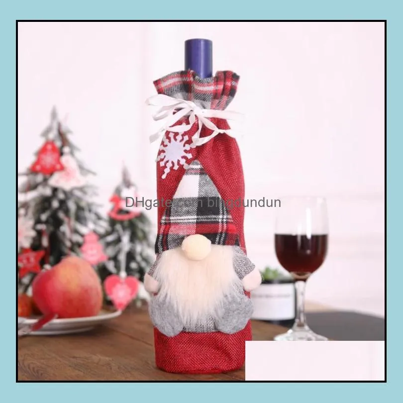 christmas gnome wine bottle covers bag holiday santa claus champagne bottles cover red merry table decorations for home paf11446