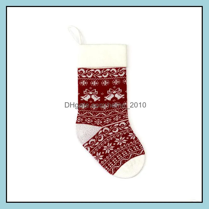 christmas acrylic knitted socks red green white gray knitting stocking xmas tree hanging gift sock party candy stockings wy1425