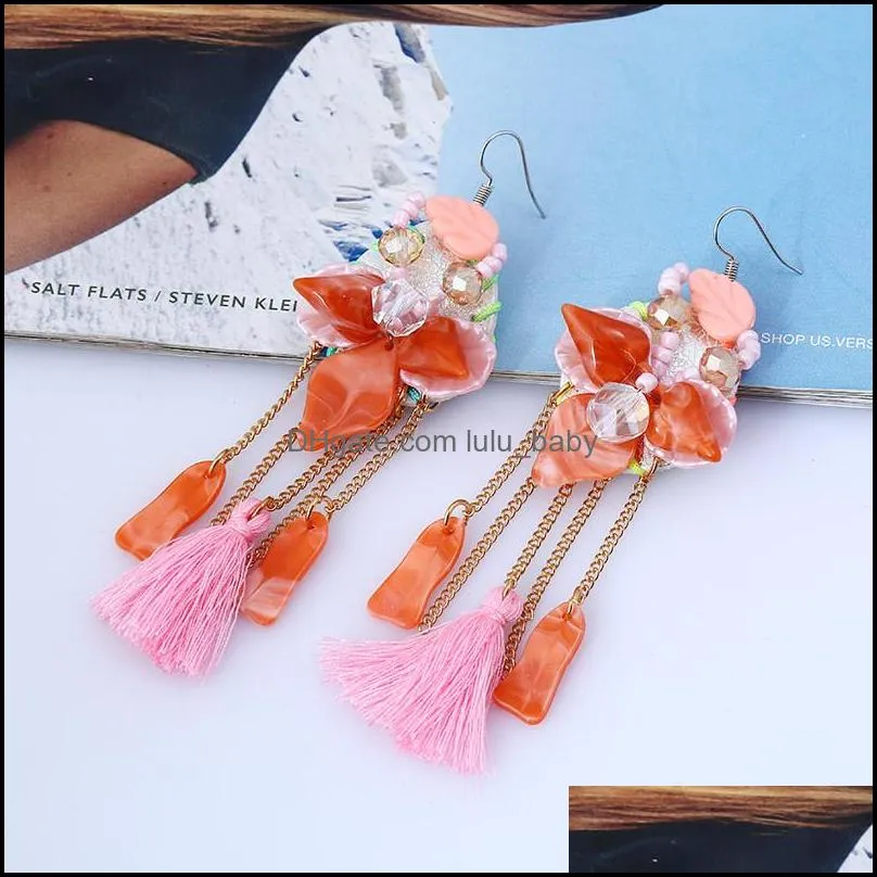  fashion long tassel earrings bohemia shell bead earring for women ethnic sweet lovely dangle earrings jewelry year gifts