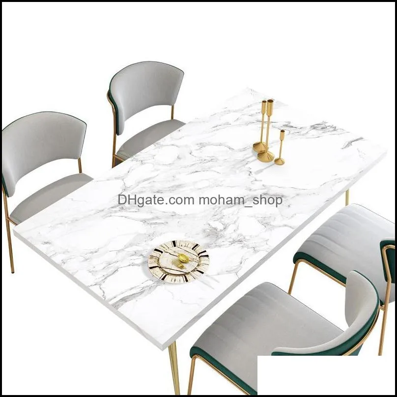 table cloth simple and pure white marbled waterproof oilproof household thickened nonslip pu leather mat