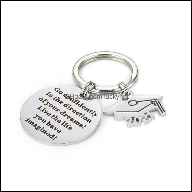 2021 graduate keychain stainless steel class of school university key chain student postgraduate mini love gift 334 g2