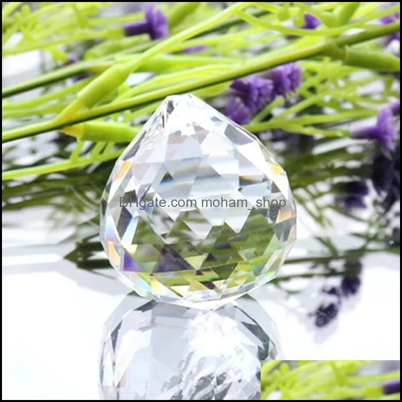 50mm crystal ball decorating clear glass crystal ball prism pendant clear faceted beads rainbow maker wedding home office decoration