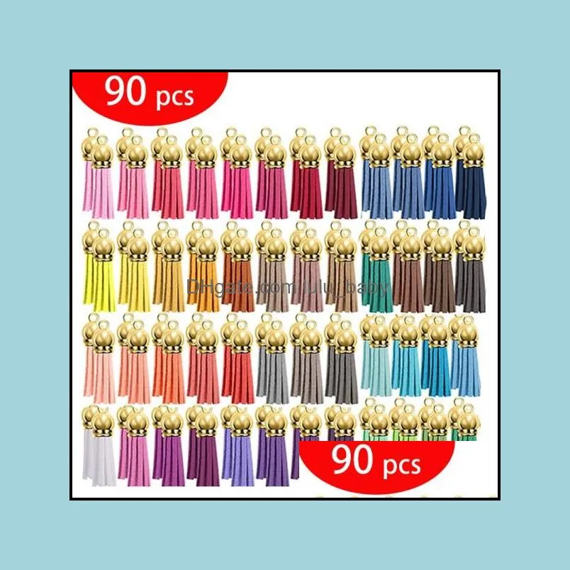 keychains colorful tassel pendant 90pcs leather fringe diy jewelry making for earrings bracelet necklace charms supplies q404fz