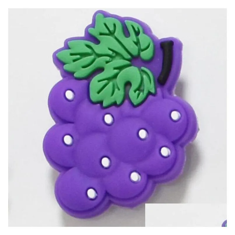 wholesale 27 styles food fruit shoe part accessories pvc cute cartoon shoecharms buckle for croc clog charms