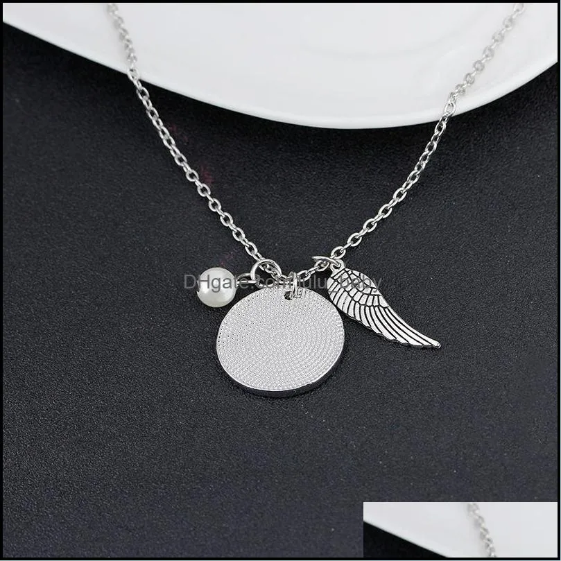 angel wings necklaces women imitation pearls charms necklace a piece of my heart lives in heaven gift for daughter girlfriend