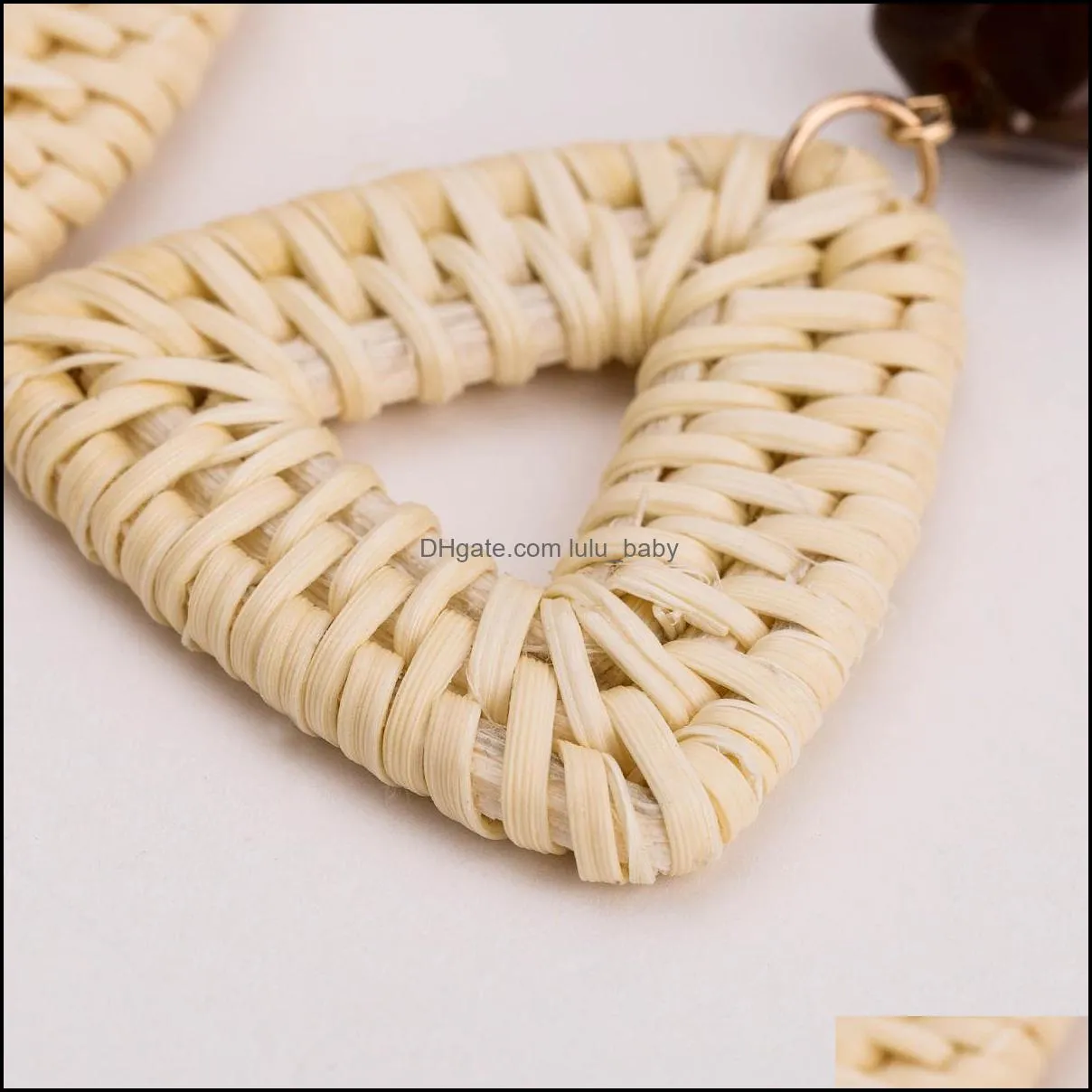  fashion bamboo rattan straw weave earrings for women handmade triangle long drop dangle earring female brincos gift