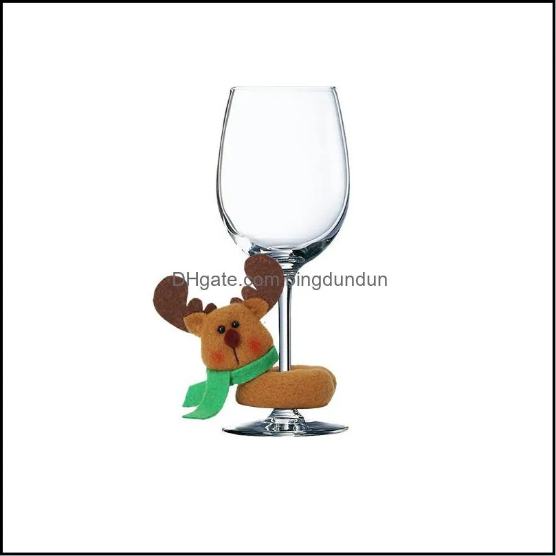 christmas wine glass decoration happy new year santa claus snowman moose party bar table decorations pad11179