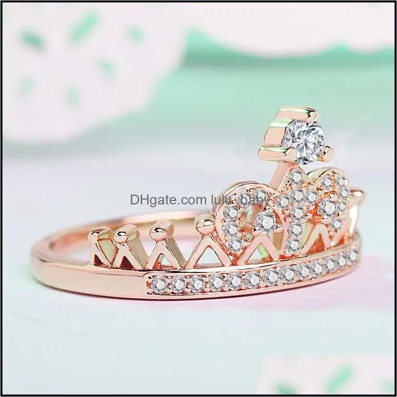 cubic zirconia crown rings for women fashion crystal unique design high quality ring female party wedding engagement bridal jewelry