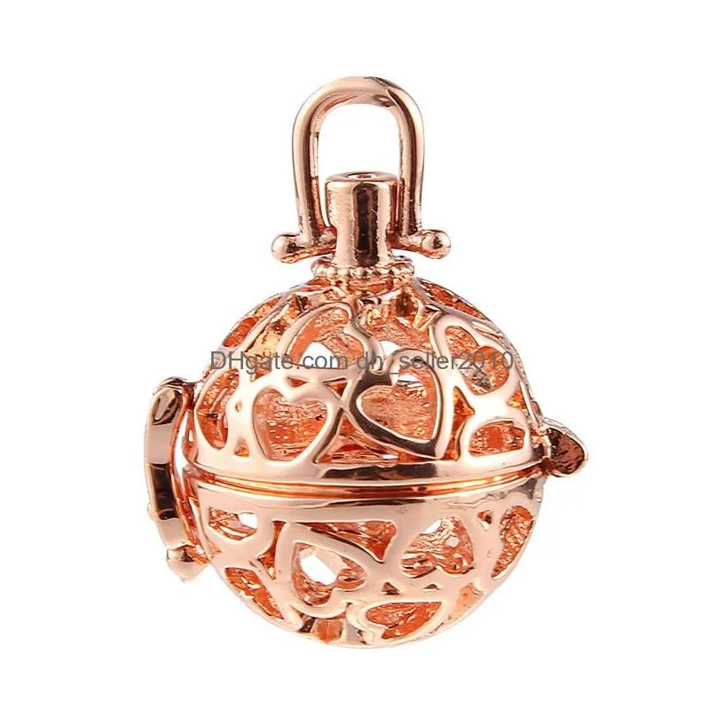 geometric heart hollow ball aromatherapy  oil necklace pendant openable emitter pendant