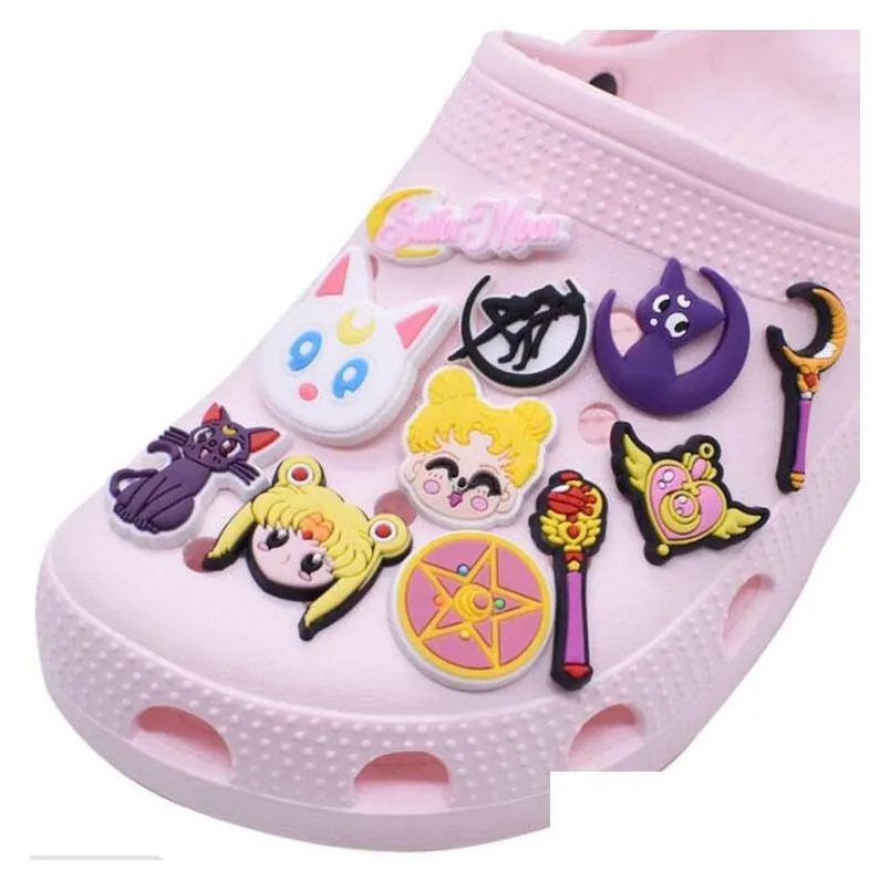 wholesale purple cartoon shoe charms pvc shoe accessories soft rubber decoration buckle for croc shoes bracelet wristband