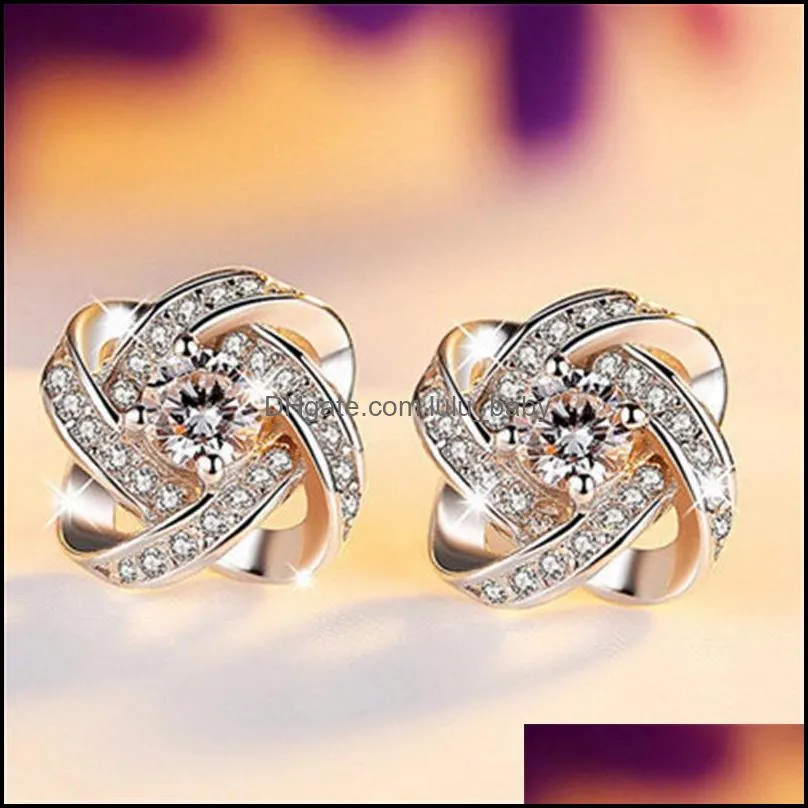 fashio cz zircon stud earrings for women love eternal heart super flash crystal jewelry design party drop 