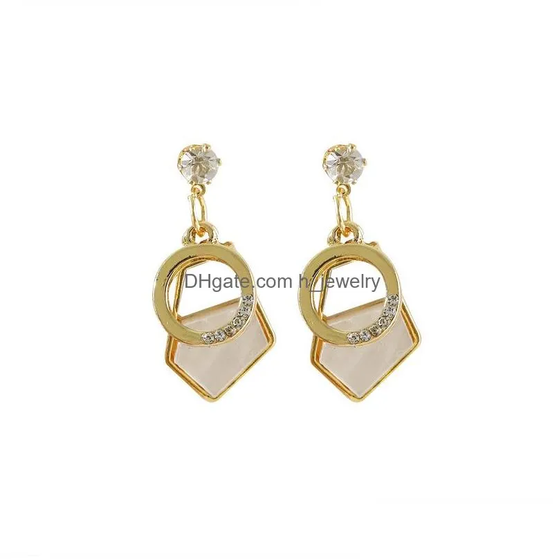 fashion jewelry s925 silver post earrings natural shell geometry circle sets diamond stud earrings
