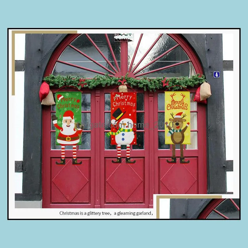 christmas couplets hanging flag home shop door decoration santa claus snowman porch sign flags banners for front doors decor yfa2584