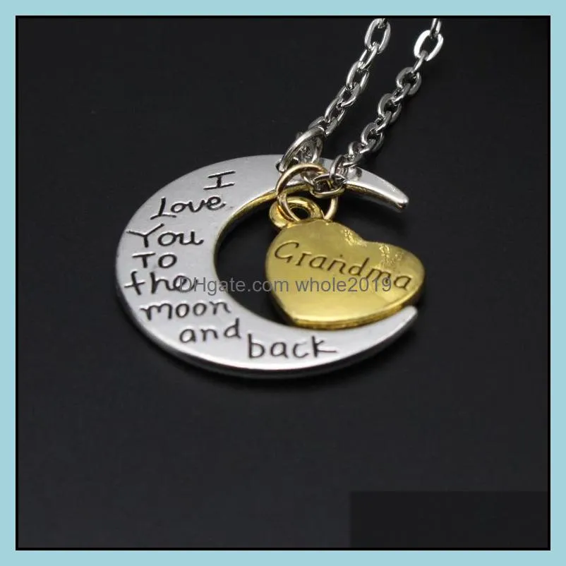 statement necklaces engraving pendants high quality jewelry i love you family necklaces 925 silver 24k gold chains necklaces