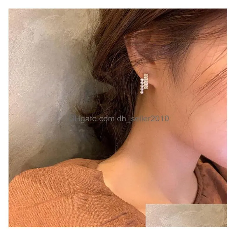 fashion jewelry s925 silver post pearl diamond earrings rhinstone cute stud earrings