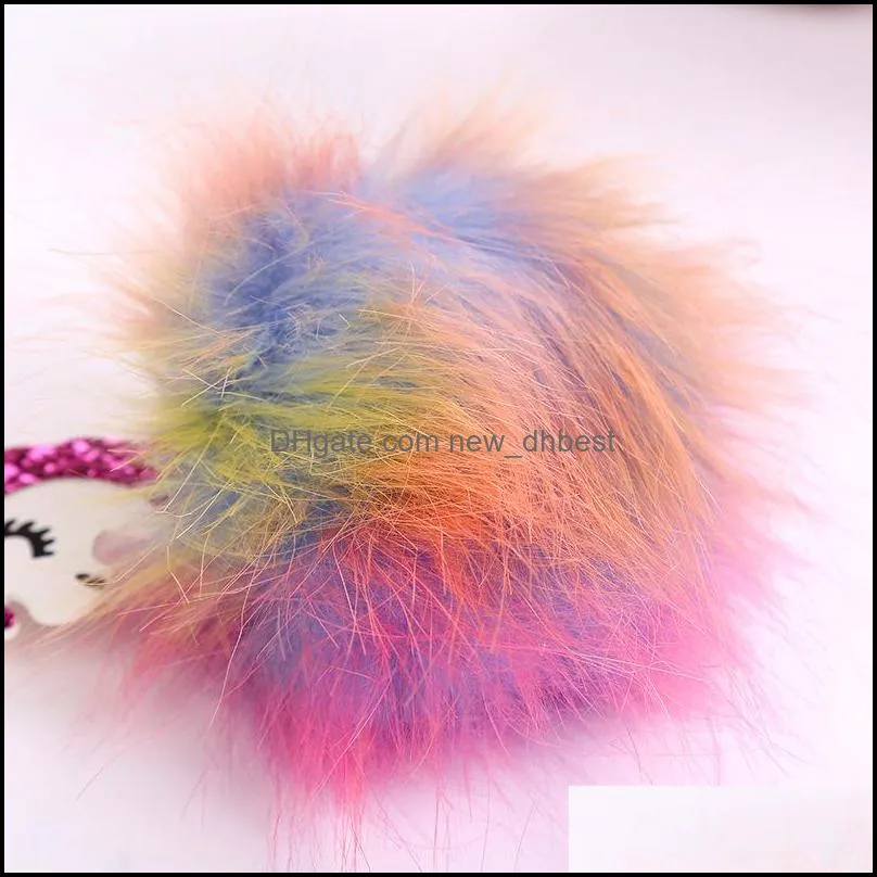  horse keychain handbag keyrings for women animal fur ball key chain mix colors top quality