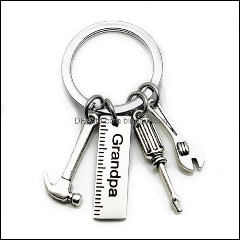 stainless steel key chain dad hammer key ring screwdriver wrench key chain gift tools fathers day for man pae11359