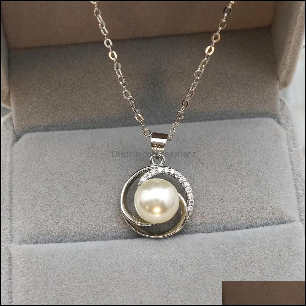 elegant pearl necklace for women ladies fashion crystal round pendent necklace choker jewelry