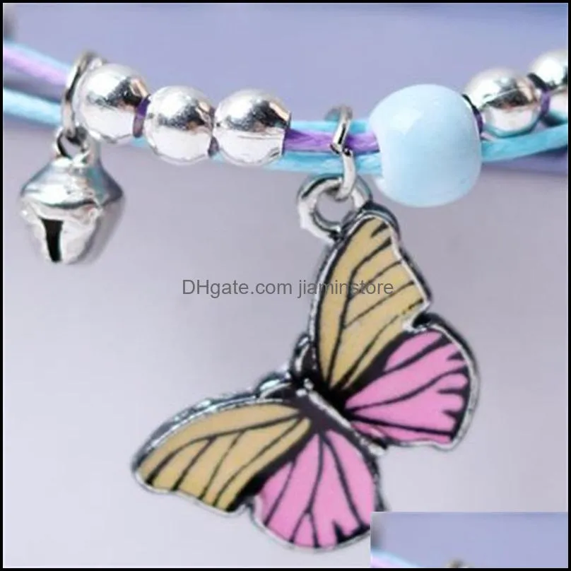 charm bracelets cute butterfly pendant bracelet metal drip glaze charms gift bangles for women girl children 3365 q2