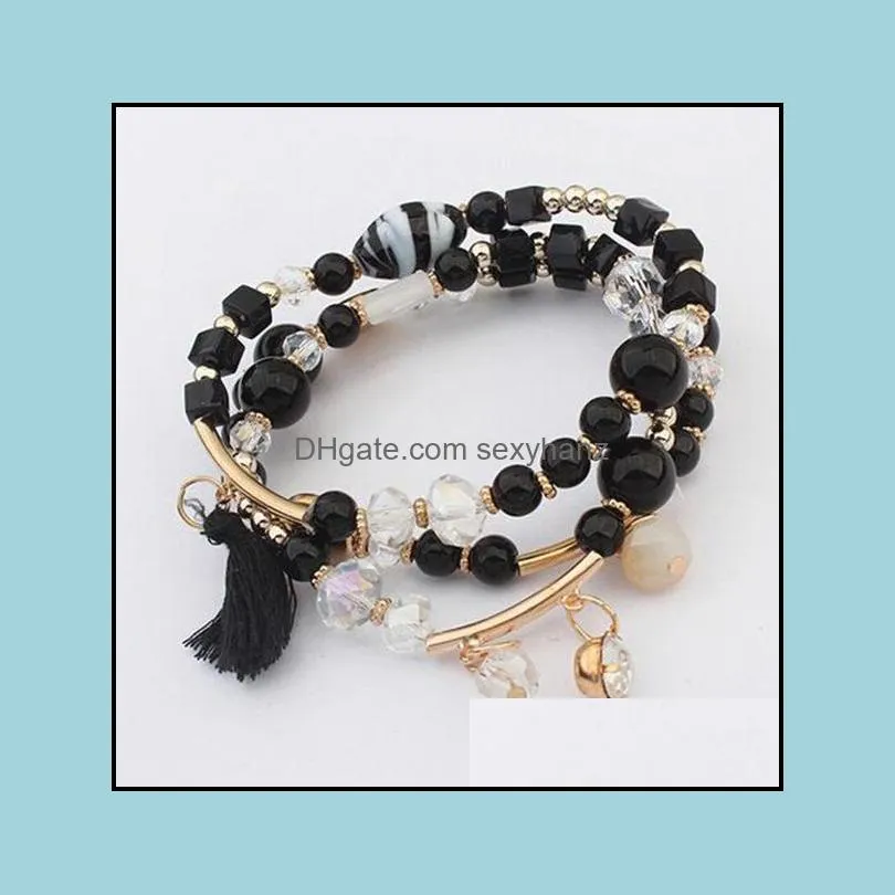 beads bracelets for women bracelets black ball beads strand bracelets handmade rope braided charm bracelet