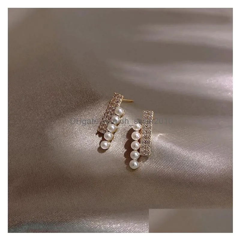 fashion jewelry s925 silver post pearl diamond earrings rhinstone cute stud earrings