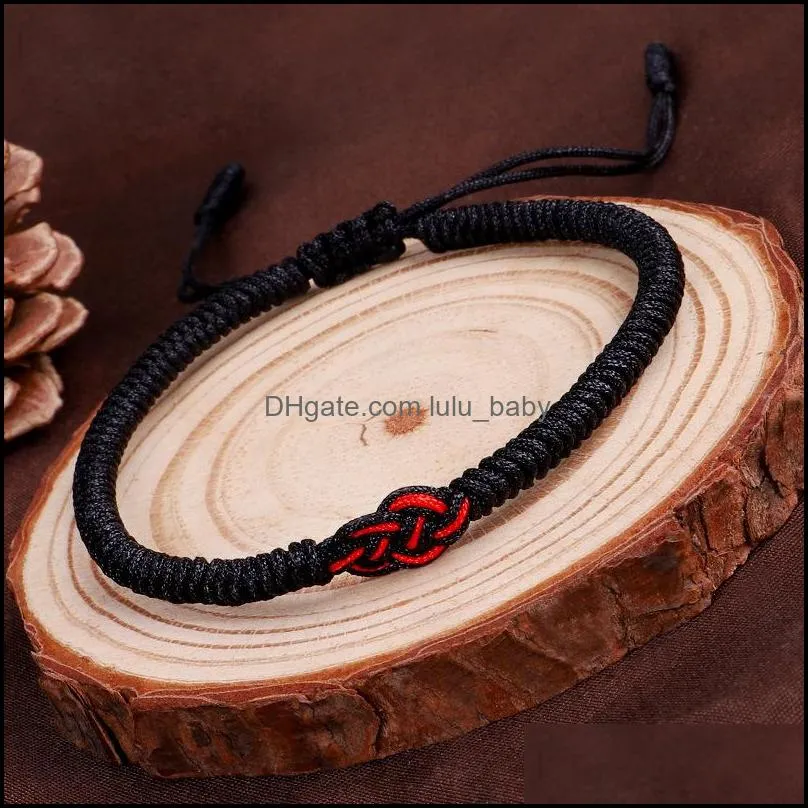 handmade love knot lucky prayer bracelets ethnic red black tibetan buddhist braided rope jewelry for men women weave bracelet