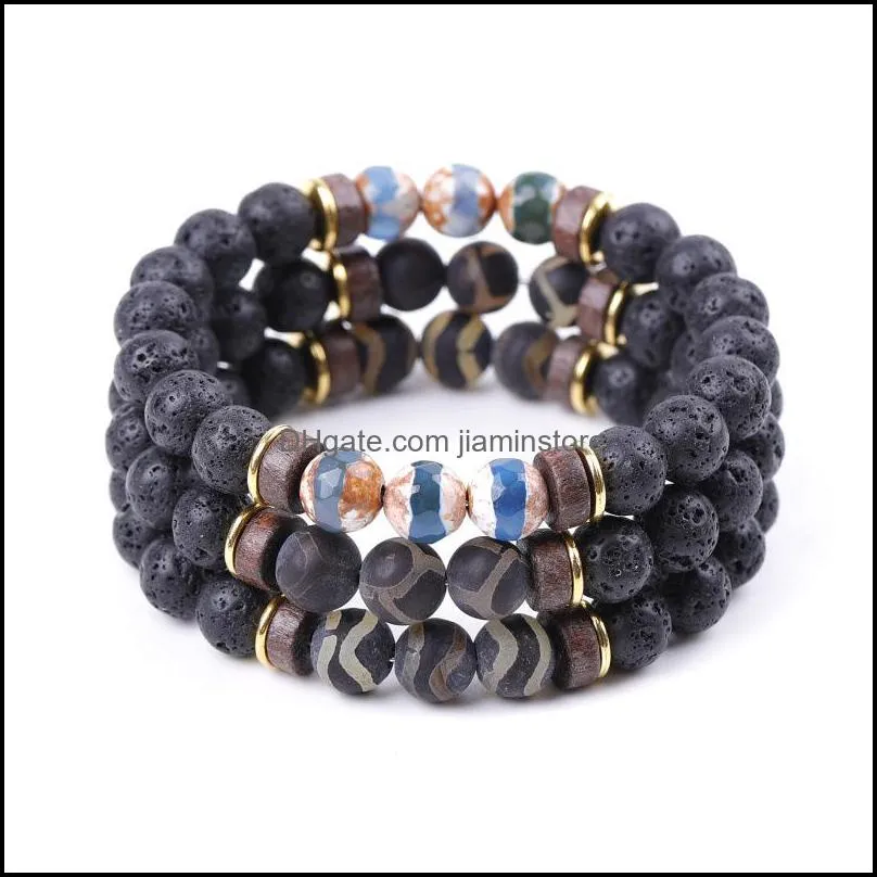 energy buddha vintage dzi stone bracelet handmade 8mm lava beads bracelets summer men women jewelry gift c3