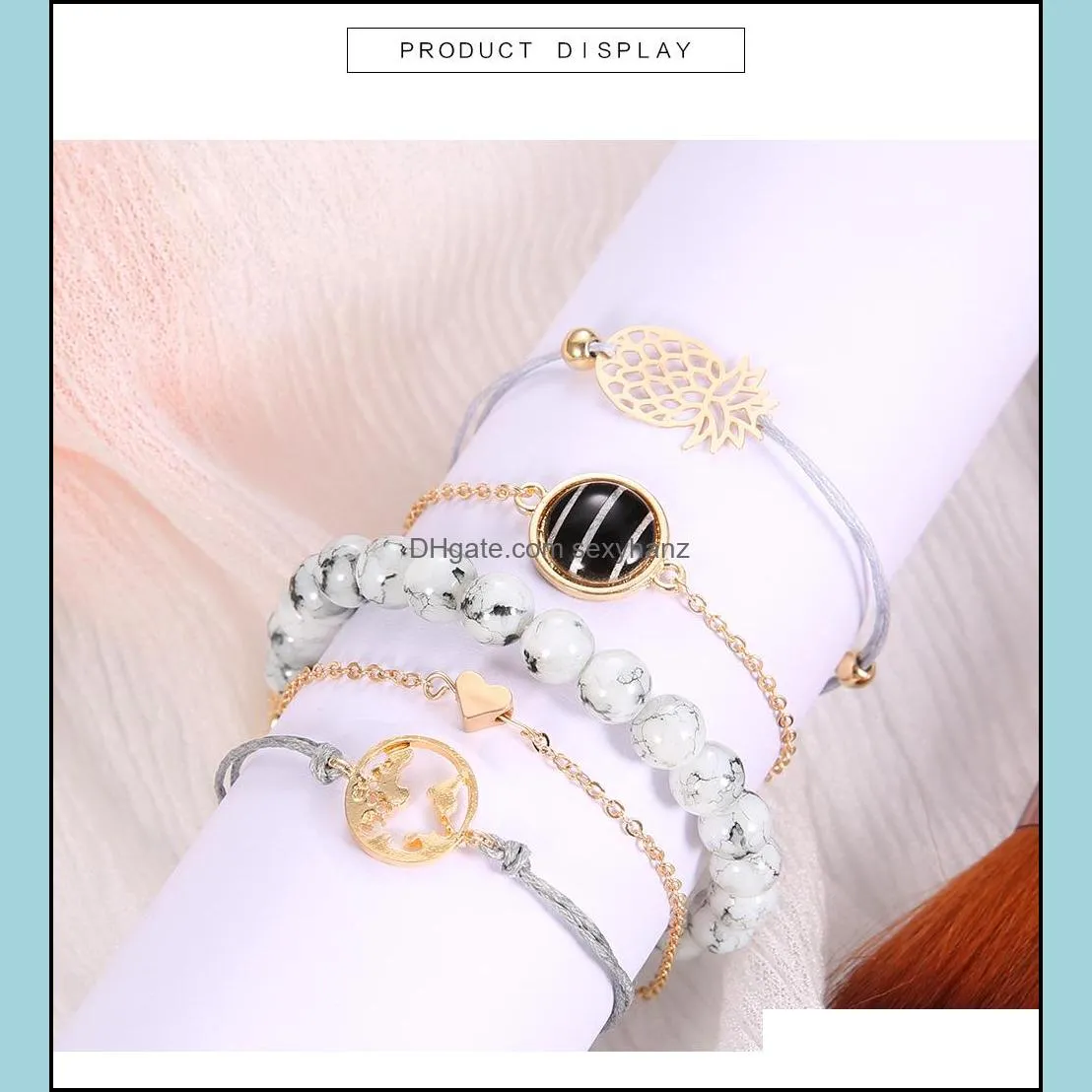 multilayer bracelet set 5 pcs/ set turtle heart chains bracelets clothing accessories leather bracelet set