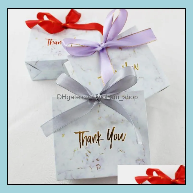 500pcs marble paper gift boxes foiling thank you bridal shower gift bags with ribbon sn1608