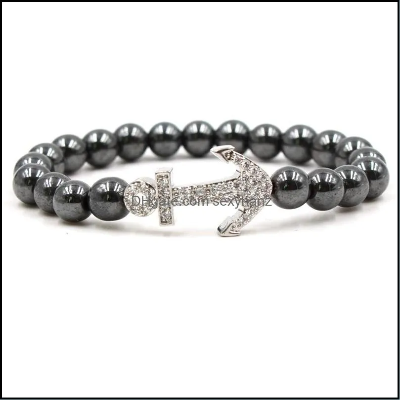 gold anchor bracelet beads lava for women luxury jewelry pulseira masculina men jewelry feminina lava stone bracelet