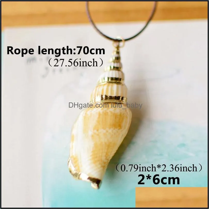 2019 bohemian shell pendant necklace summer style natural starfish conch rope chain shell necklaces beach jewelry accessories for