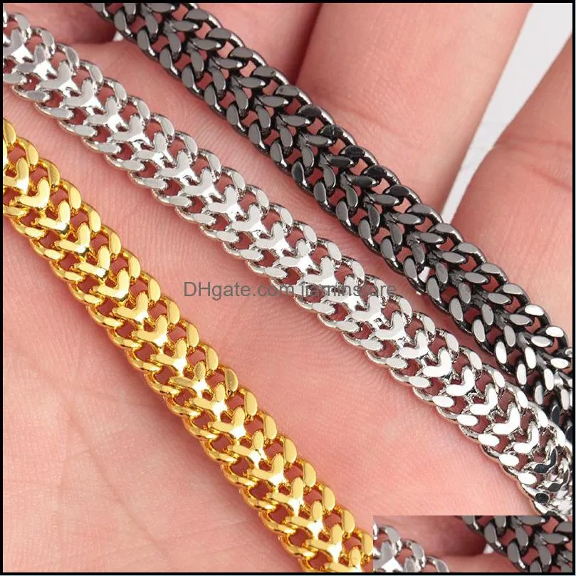 charm bracelets elegant /black/ for men women 7mm titanium steel curb cuban link chain party jewelry gift 3362 q2