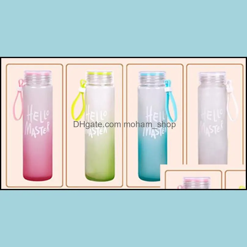 colorful glass bottles gradient water bottles portable gift cup outdoor sports travel leak proof hand cup drink bottles